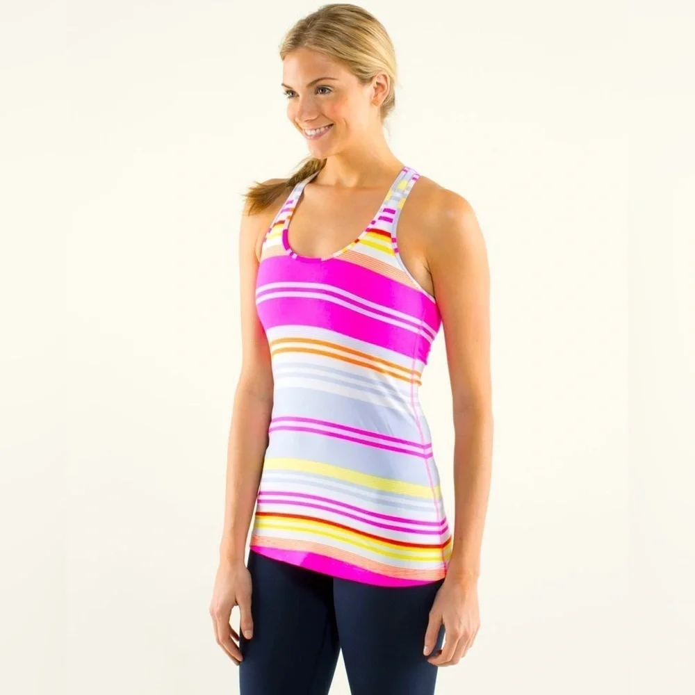 Lululemon Cool Striped Running Workout Racerback Tank